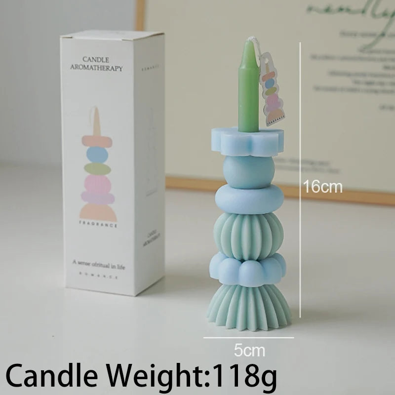 Stackable Geometry Scented Candle Aromath Soy Wax Candles for Wedding Birthday Candles Party Home Decoration Souvenirs Gifts