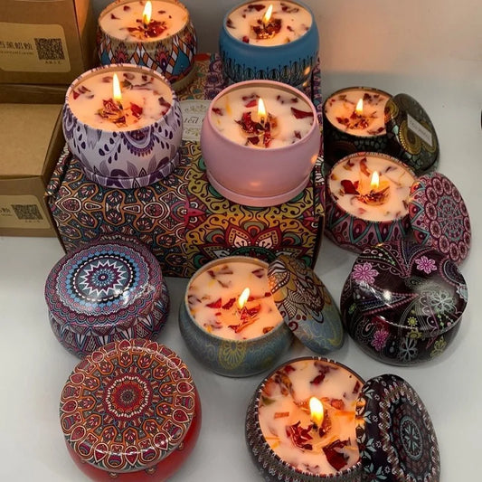 Vintage Scented Candles Soy Wax Candle Jars Flower Fragrance Scent Candle Wedding Ceremony Birthday Gifts Home Decoration