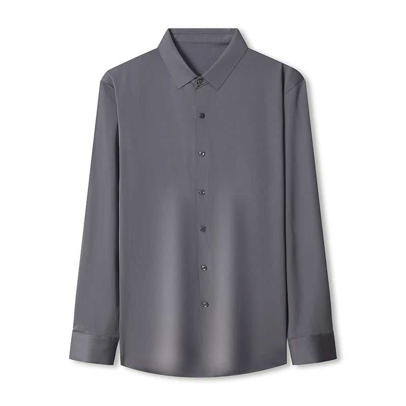 Men's Solid Long-Sleeve Business Casual Shirt
