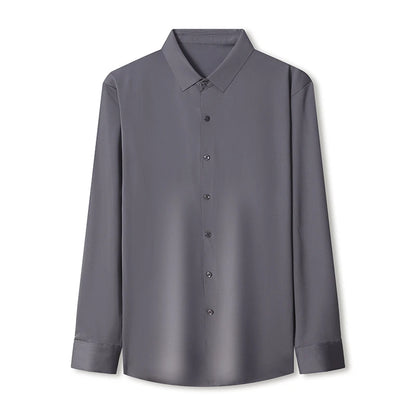 Camisa casual de negocios lisa de manga larga para hombre
