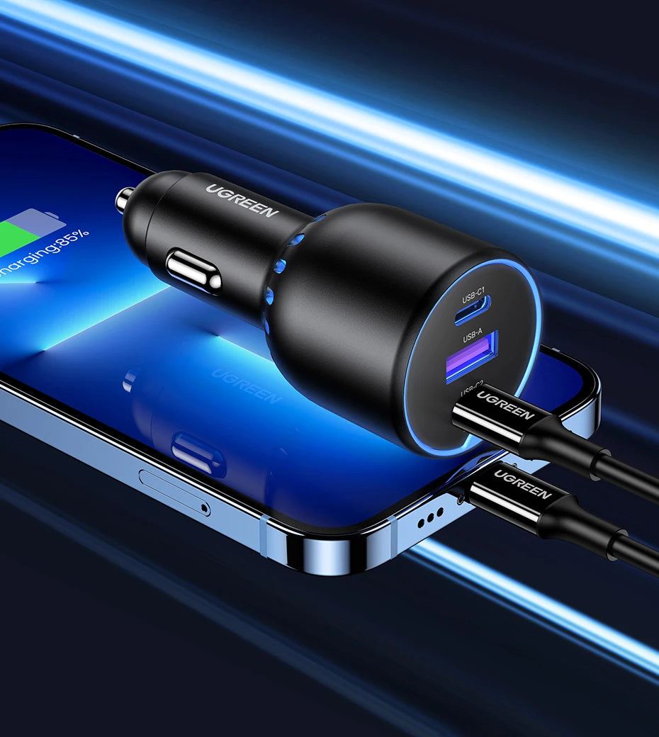 UGREEN 130W 3-Port USB-C Car Charger