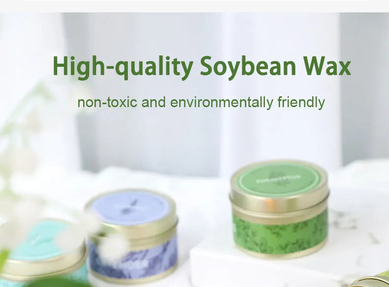 Smokeless Scented Aromatic Candles Creative Travel Tin Natural Soy Wax Scented Candles Wedding Decorative Candle Guest Gifts Box