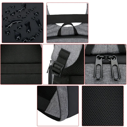 Mochila para portátil de 17" con puerto de carga USB - Bolsa de viaje impermeable para hombre y mujer