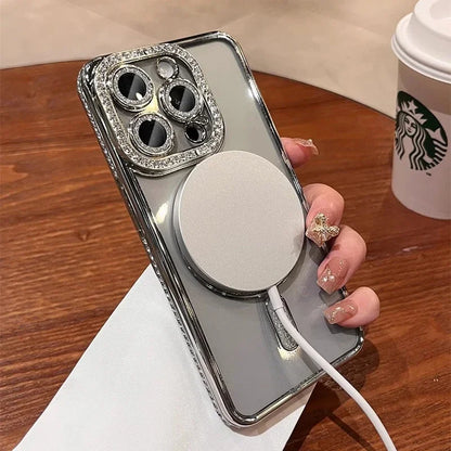 Transparente magnetische iPhone-Hülle mit Glitzer