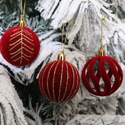 Palline di Natale in velluto – Sferette vintage da 4 cm, set da 6 o 12