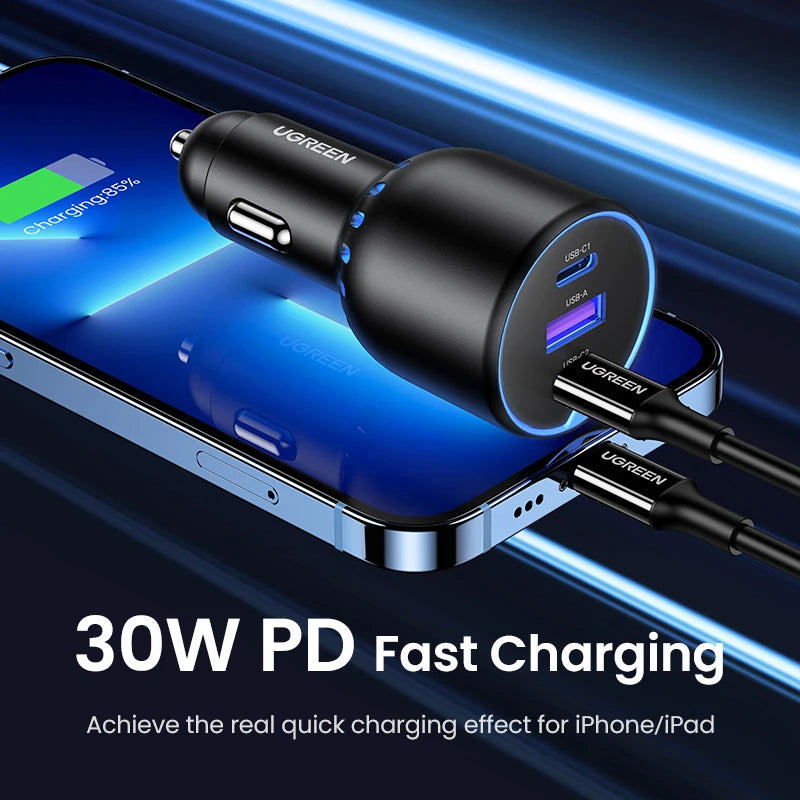 UGREEN 130W 3-Port USB-C Car Charger