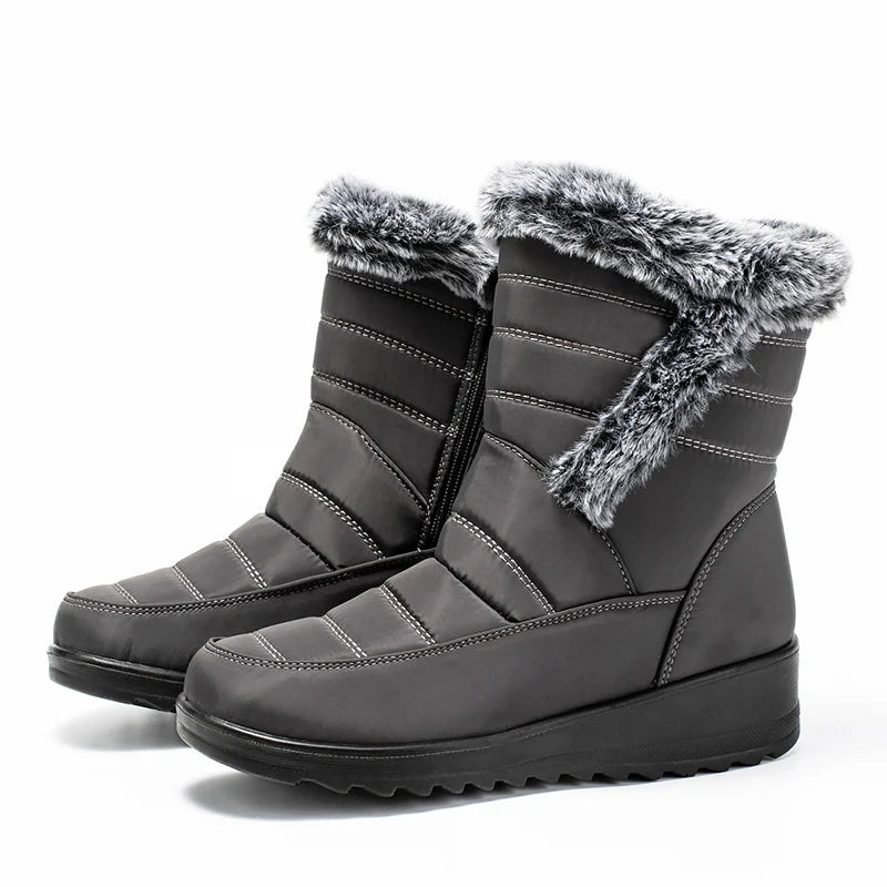 Thick Warm Long Plush Waterproof Snow Boots Women Winter 2025 Non Slip Soft Fur Ankle Boots Woman Plus Size 44 Cotton Shoes Mom