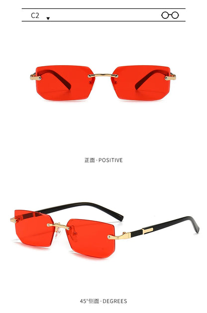Rimless Rectangle Sunglasses | Trendy Small Square Summer Shades