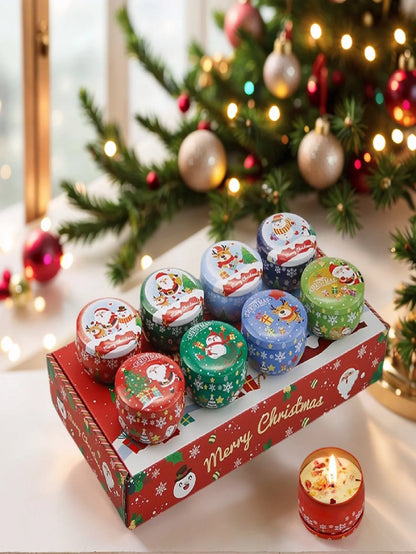 Weihnachts-Aromatherapie-Kerzen Weihnachtsmann Schneemänner Blechdosen Kerze Weihnachtsdekoration für zu Hause Weihnachten Neujahr 2025 Navidad