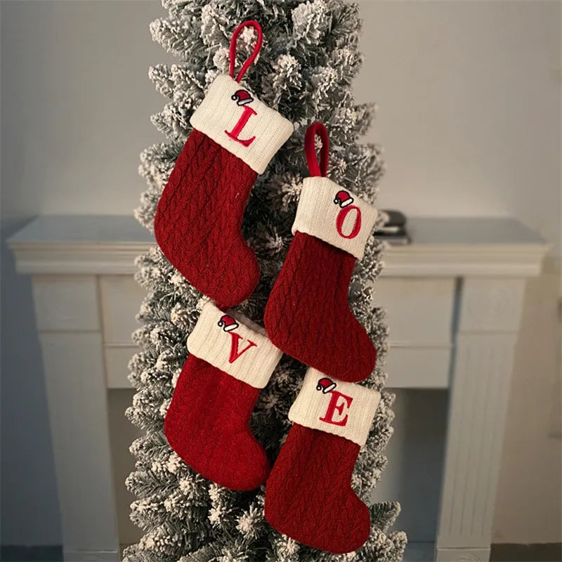 Knitted Initial Christmas Stocking – Letter A–Z Personalized