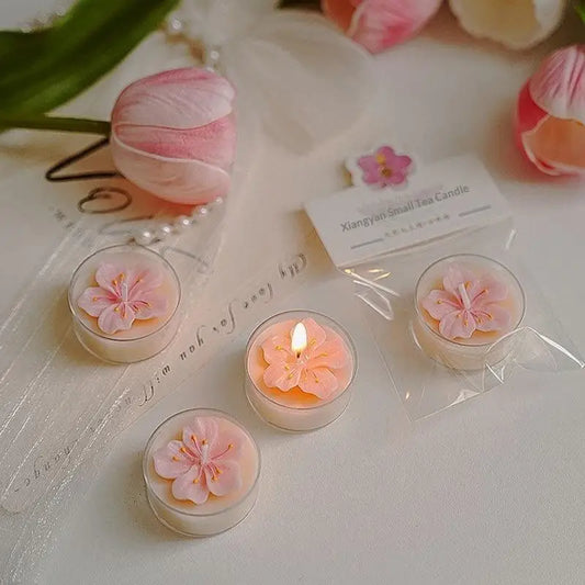 Handmade Peach Blossom Tea Candle Scented Candle Aromatherapy Soy Wax Candles Wedding Birthday Candle Party Home Decoration