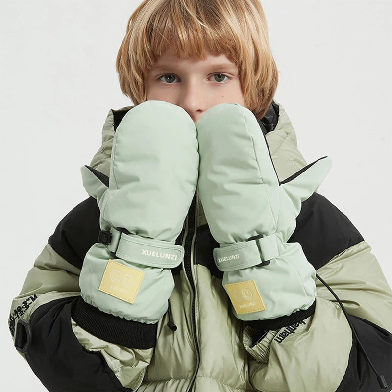 Kids' Waterproof Ski Mittens with Long Cuffs – Ages 6 to 12