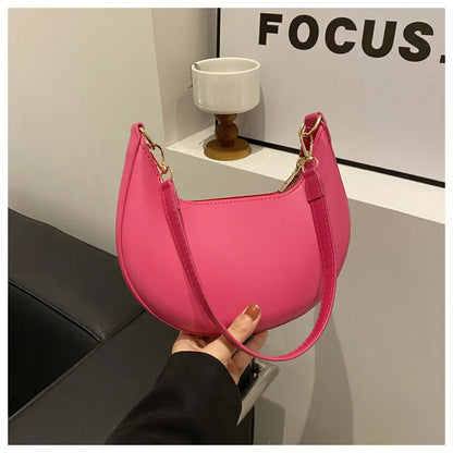 Women's Crescent Moon Shoulder Bag – Soft Vegan Leather Handbag