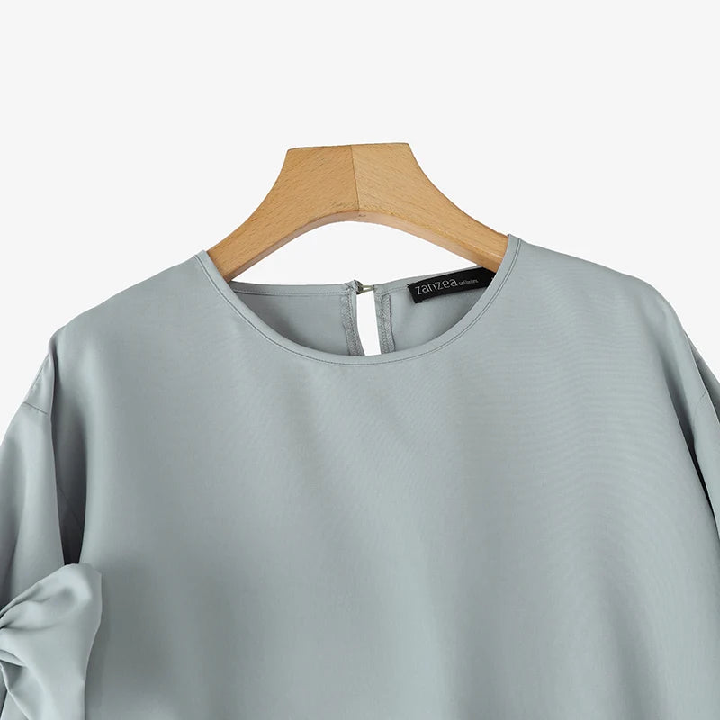 Ruffle Bow-Tie Chiffon Blouse