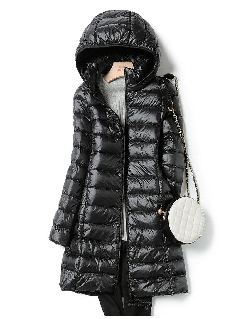 2025 9 Colors Plus Size 5xl 6XL 7XL Womens Down Jackets Long Ultra Light Thin Casual Coat Puffer Jacket Slim Remove Hooded Parka