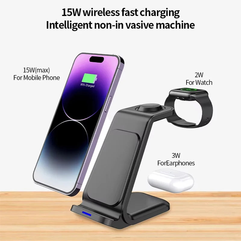 30W 3-in-1 Desktop Wireless Charging Station