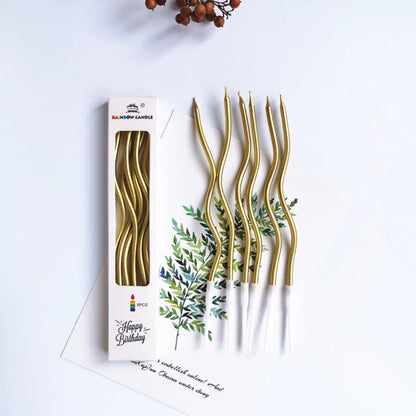 Geburtstagskerzen mit Spiralwirbel | 6er-Pack | 9 Metallic-Farben | Rauchfrei | Party- & Hochzeitsdekoration