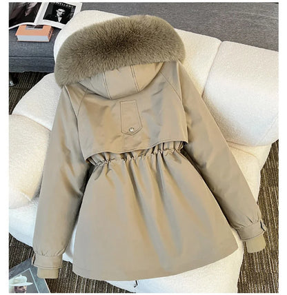 Parka corta acolchada con capucha para mujer OKXGNZ