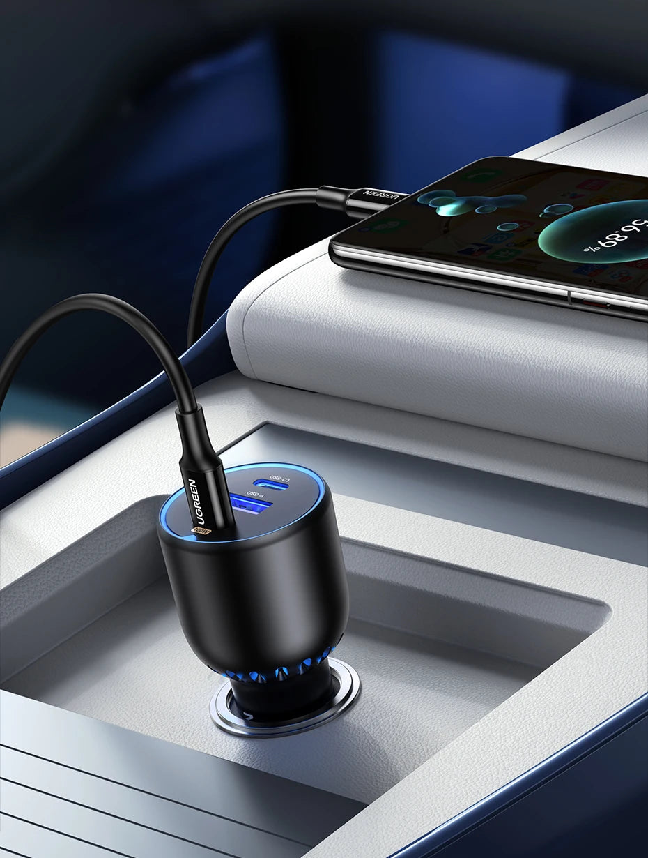 UGREEN 130W 3-Port USB-C Car Charger