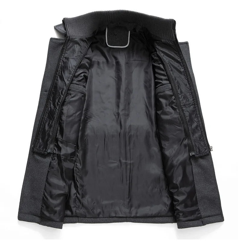 Men's Casual Business Woolen Overcoat Double-Collar Cold-Resistant Jacket Fashionable Autumn Winter 2025