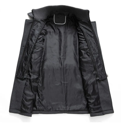 Abrigo largo de poliéster para hombre Rindu con cuello desmontable