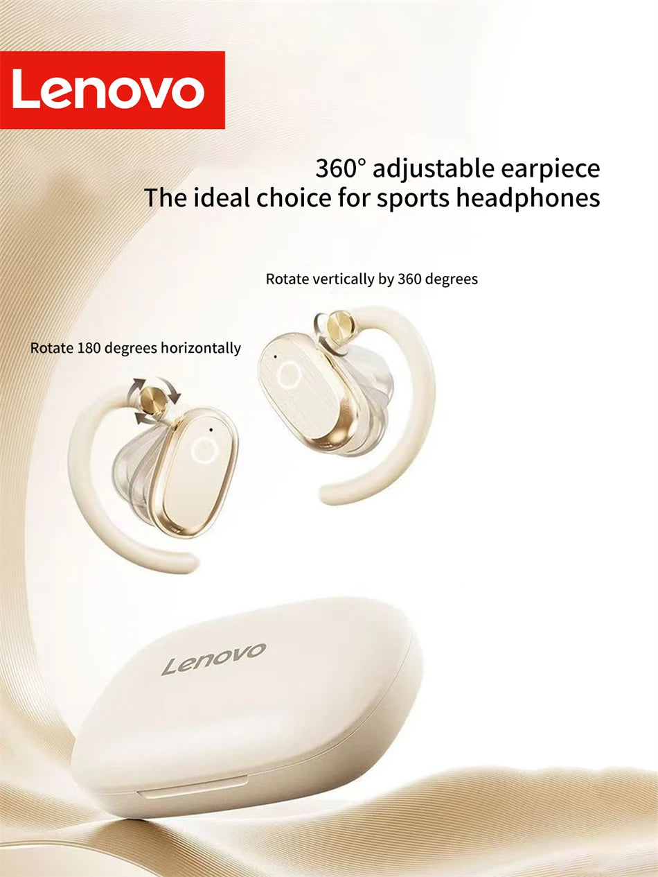 Lenovo EA366 Open-Ear Wireless Earbuds – Ear-Hook Bluetooth Headphones with Charging Case