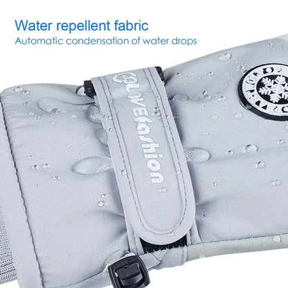 Damen-Skihandschuhe aus Kunstleder – Touchscreen-Schneehandschuhe mit Fleecefutter