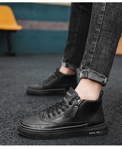 Lässige Herren-Schnürstiefeletten aus PU