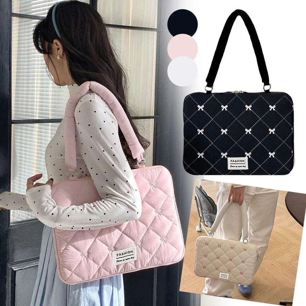 Cute Bow Laptop Sleeve 15" - Soft Padded Notebook Case with Handle