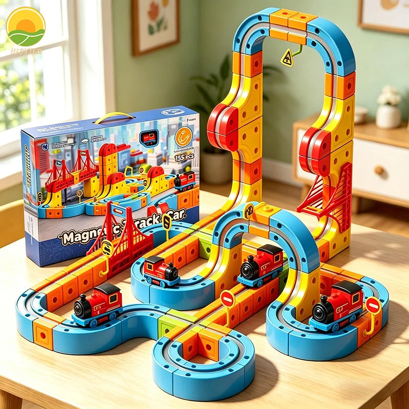 Magnetic Magic Track Train Set – DIY Electric Car Railway for Kids