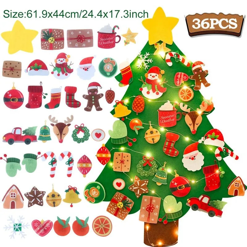 Sapin de Noël en feutrine à faire soi-même pour enfants – Sapin mural avec décorations à coller