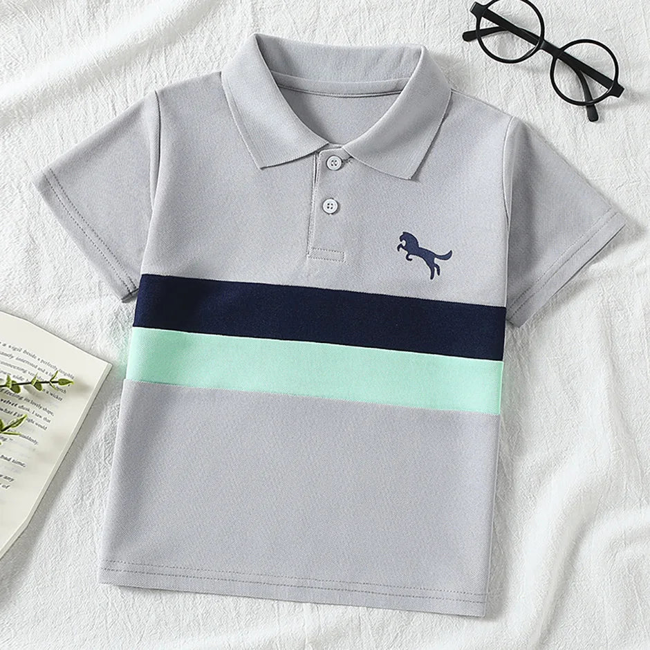 Boys' Striped Polo Shirt Multipack - Short Sleeve Casual Tops, 1, 2 or 3 Pieces