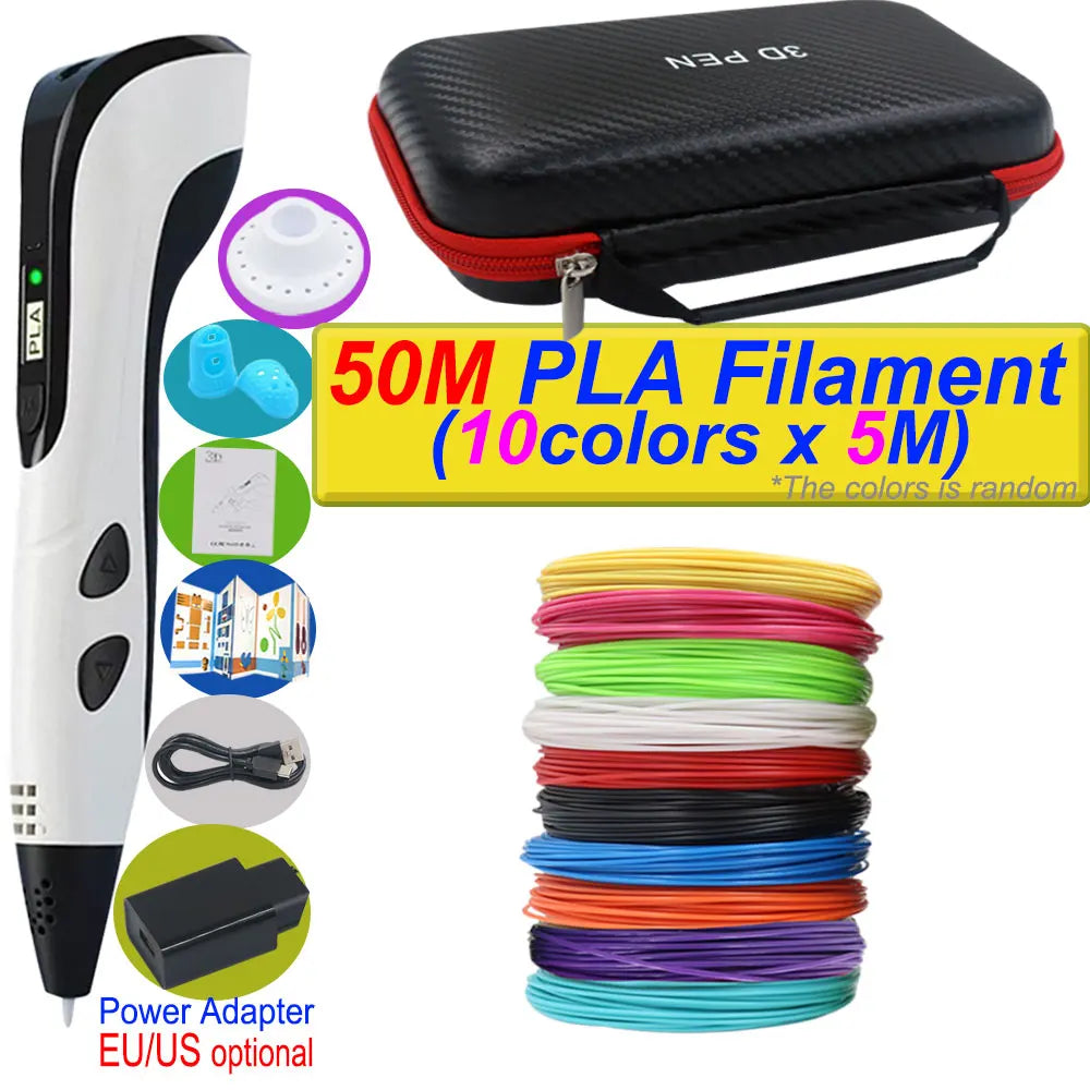 Penna 3D per bambini – Display LCD, velocità regolabile e kit con filamento PLA e custodia