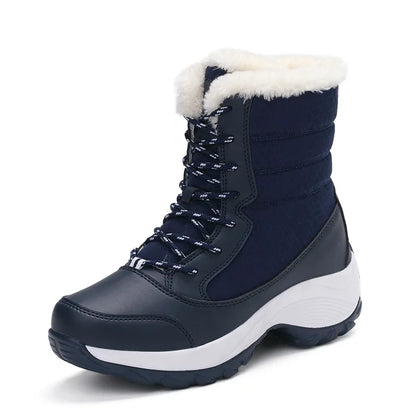 Botines de cuña con plataforma y forro de felpa para mujer AZGB