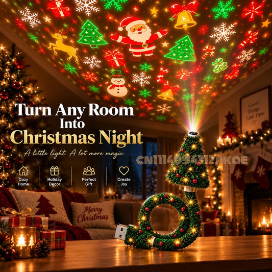 Flexible Christmas Tree Projector Lamp – USB, 6+ Holiday Patterns