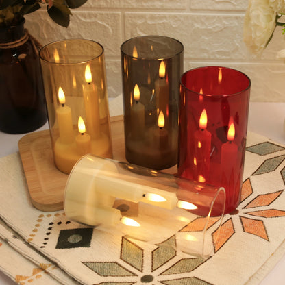 Flammenlose 3-in-1 LED-Stumpenkerzen mit 15-cm-Lampenschirm | 4 Farben | Weihnachts- & Hochzeitsdekoration