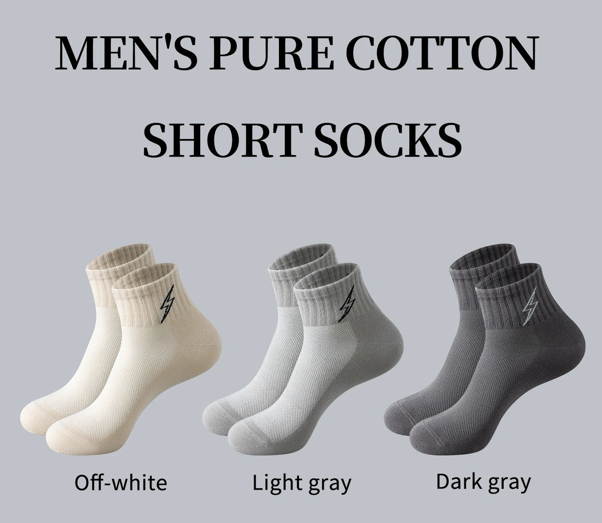 Men's Quarter Socks – 5 Pairs, Cotton-Blend Athletic Socks