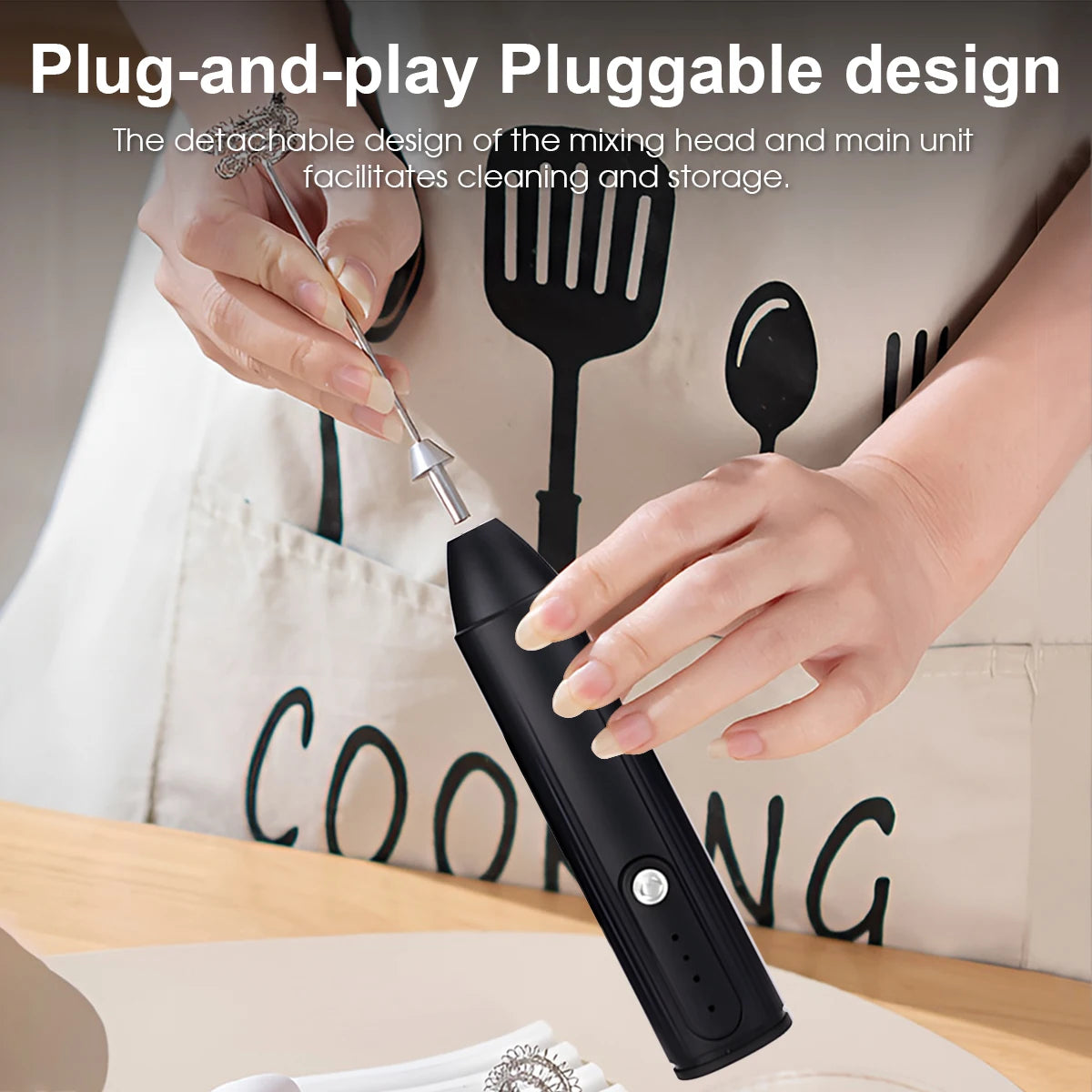 Rechargeable Milk Frother & Mini Whisk – 3-Speed Handheld Electric Frother