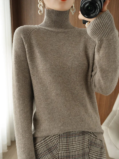 addonee Maglione da donna in maglia a collo alto parziale