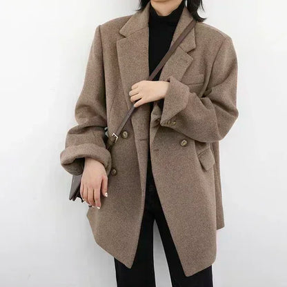 CHIC VEN Damen-Langmantel aus Wollmischung mit einem Knopf
