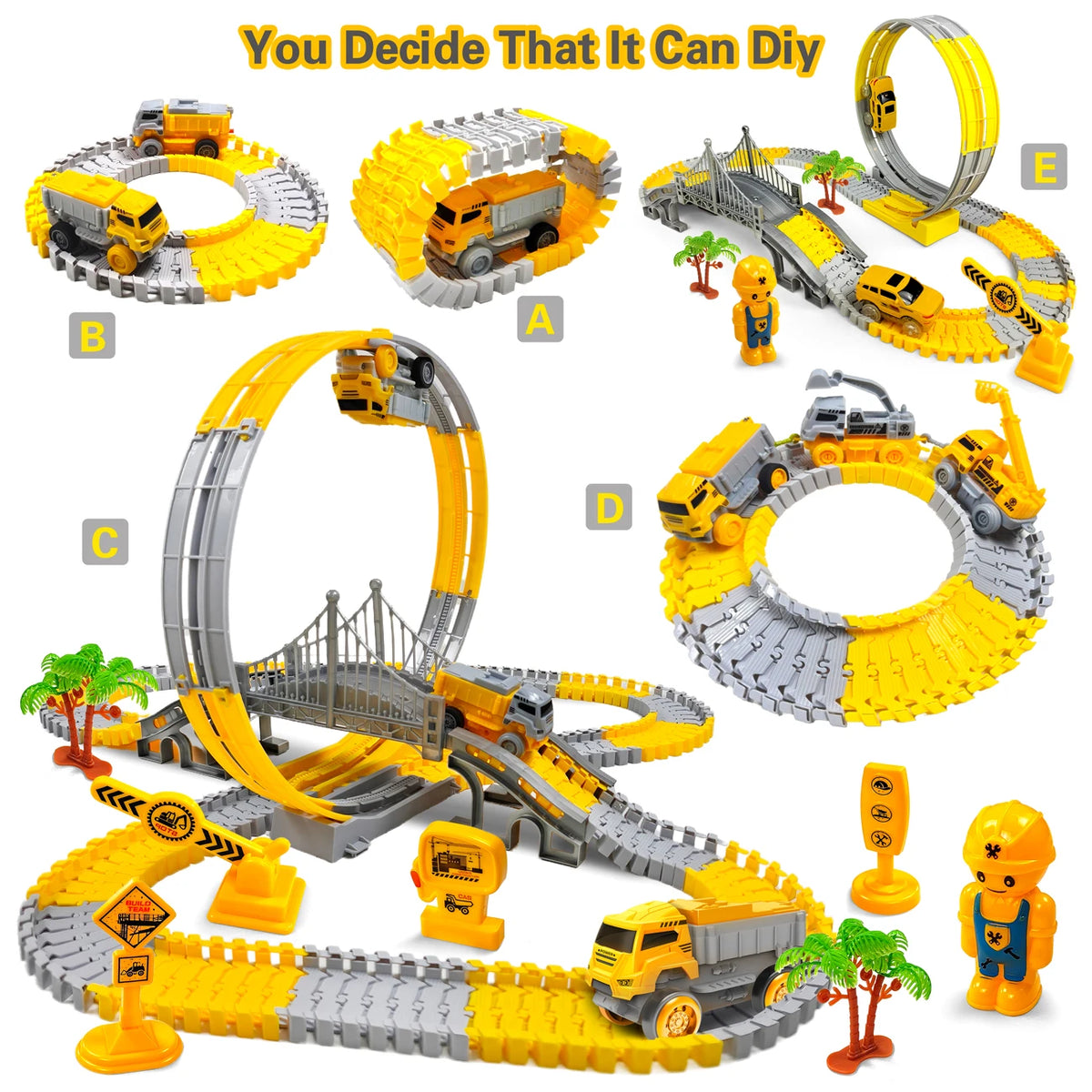 Magic Climbing Track Set – Flexible Race Track with Engineering Cars