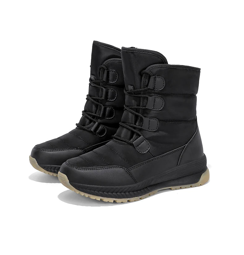 Women's Lace-Up Snow Boots – Plush-Lined Mid-Calf Winter Boots