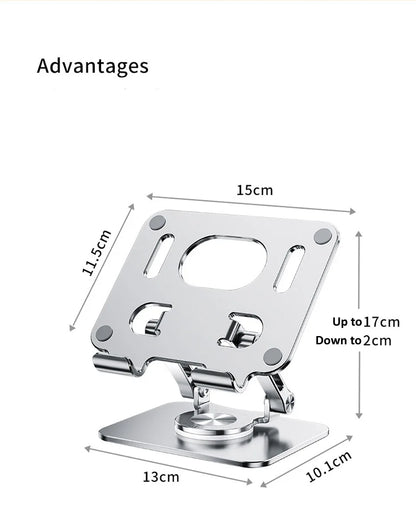360°-Tabletständer – Verstellbare, faltbare Aluminiumhalterung für iPad Pro, Air, Mini & Smartphones