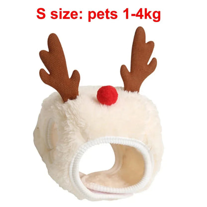 Set costume natalizio per animali – Cappello da Babbo Natale o da renna con sciarpa per gatti e cani di piccola taglia