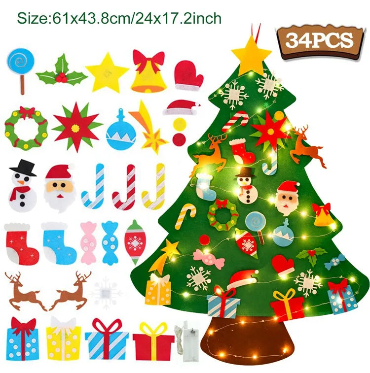 Sapin de Noël en feutrine à faire soi-même pour enfants – Sapin mural avec décorations à coller