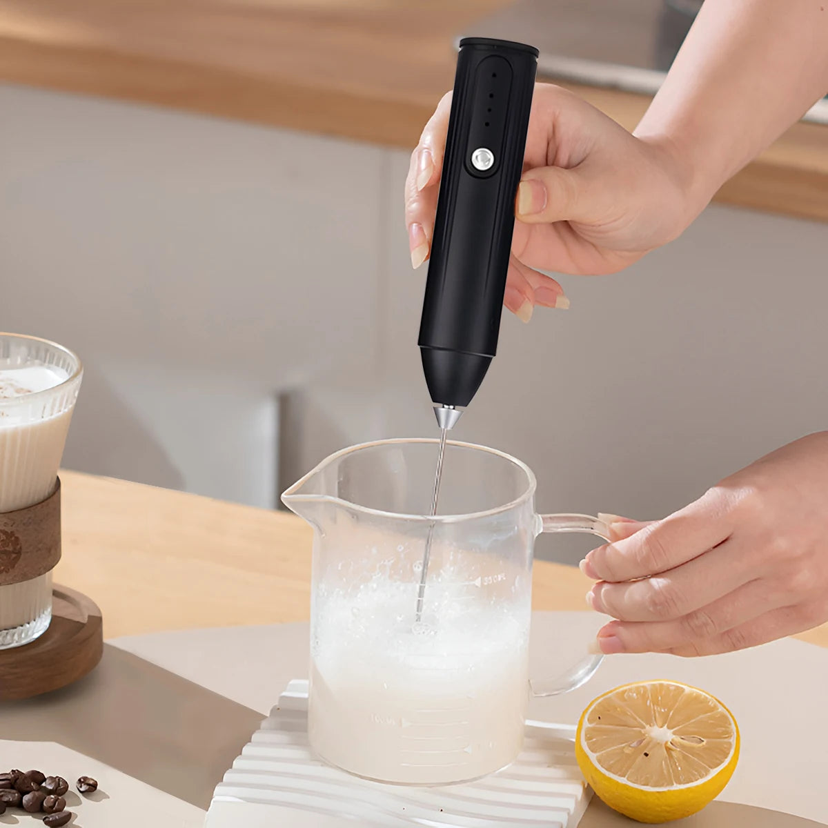 Rechargeable Milk Frother & Mini Whisk – 3-Speed Handheld Electric Frother
