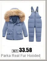 Autumn Winter Down Jacket for Girl Clothes Kids Overalls Snowsuit Baby Boy over Coat Toddler New Clothing Set Parka Real Fur