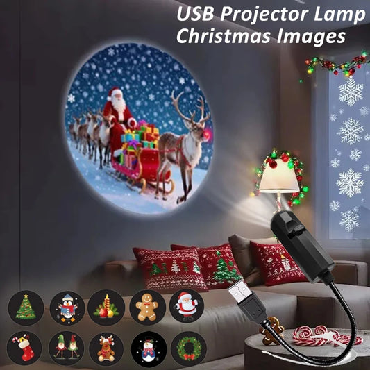 Rotating Christmas Projector Night Light – 4 or 10 Pattern Modes