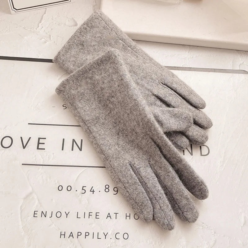 Women's Cashmere-Style Touchscreen Gloves with Bow