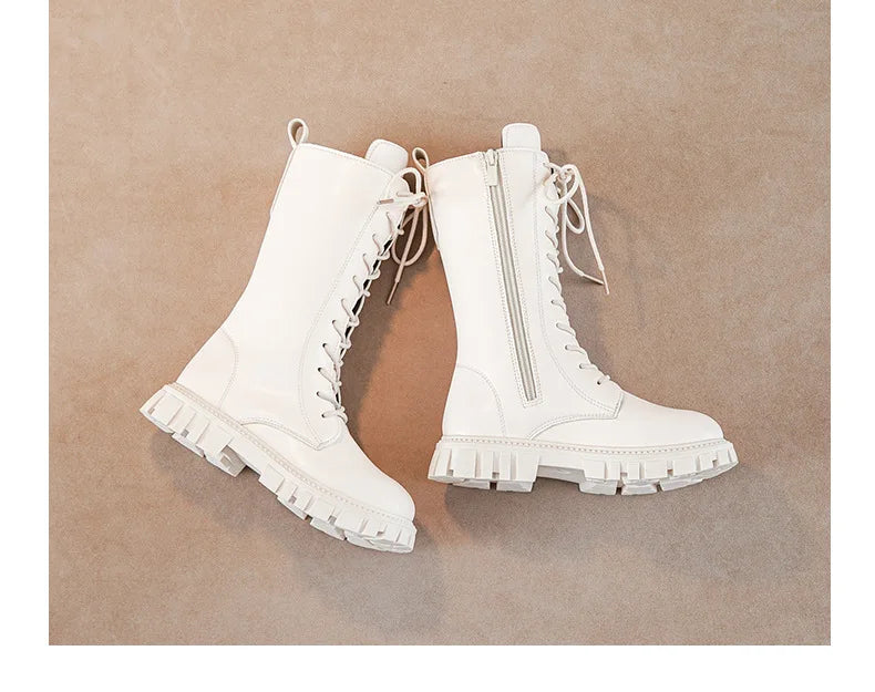 Girls' Lace-Up Square-Heel Ankle Boots